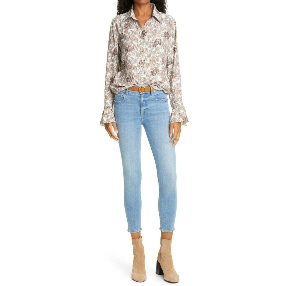 NWT FRAME Le One Skinny Fit Mid-Rise Jeans Light Blue Caspio Women's Size 2 - Picture 7 of 12